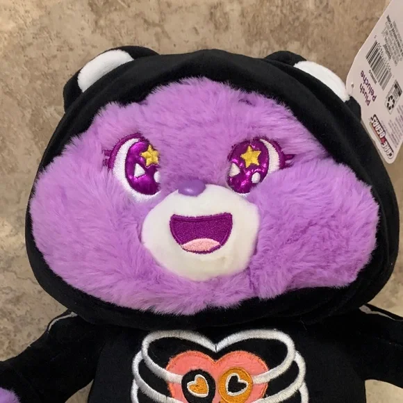 RARE Share Bear Care Bears NEW Black Skeleton Plush Halloween Purple - Picture 2 of 10